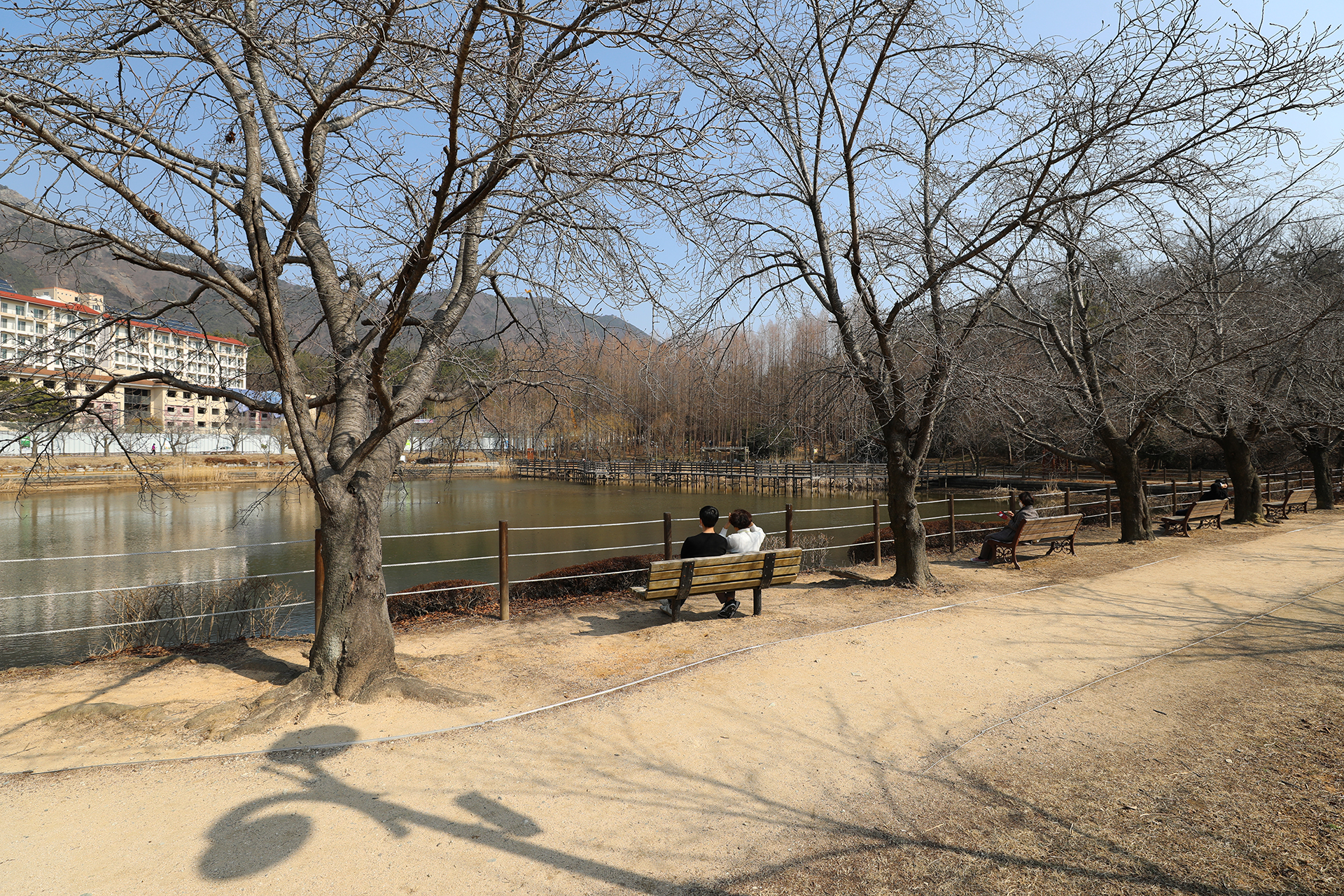 창원대학교 기숙사 연못